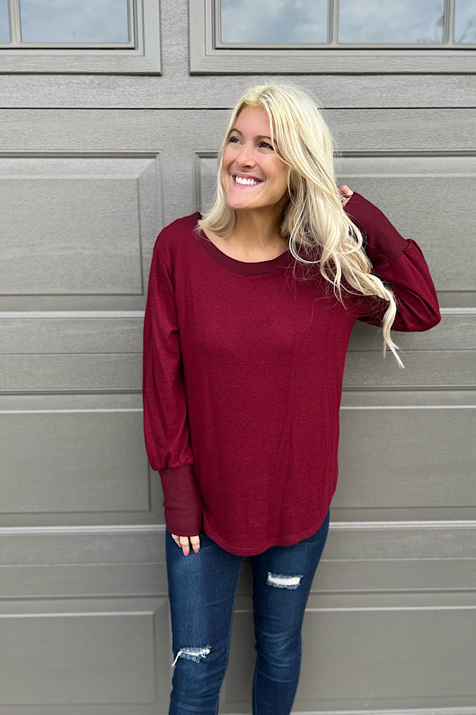 Merlot Brushed Soft Perfection Top