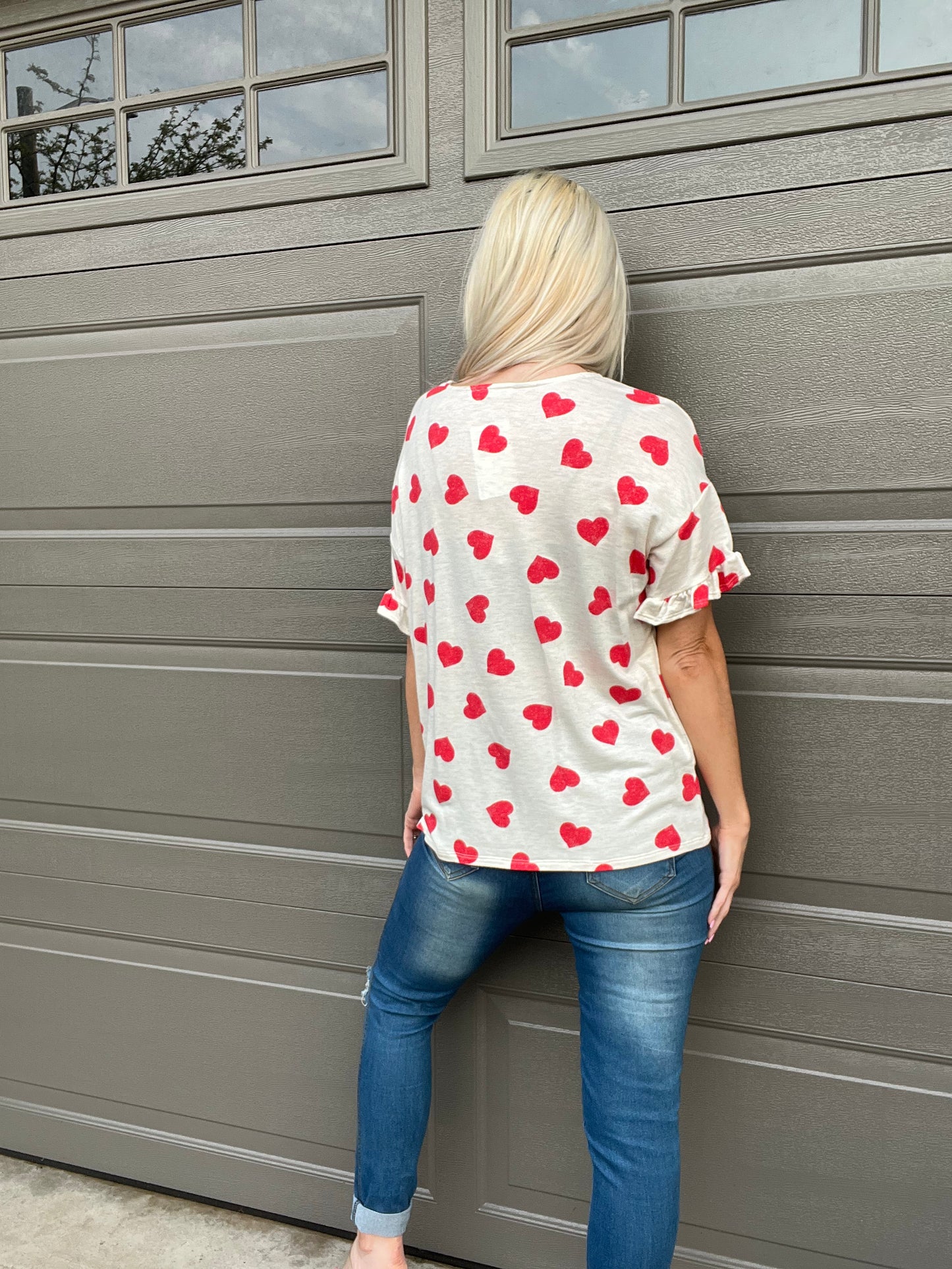 Heart For You Ruffle Sleeve Top-Promo