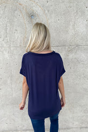 Navy Adventure Tie Dye V-Neck Top