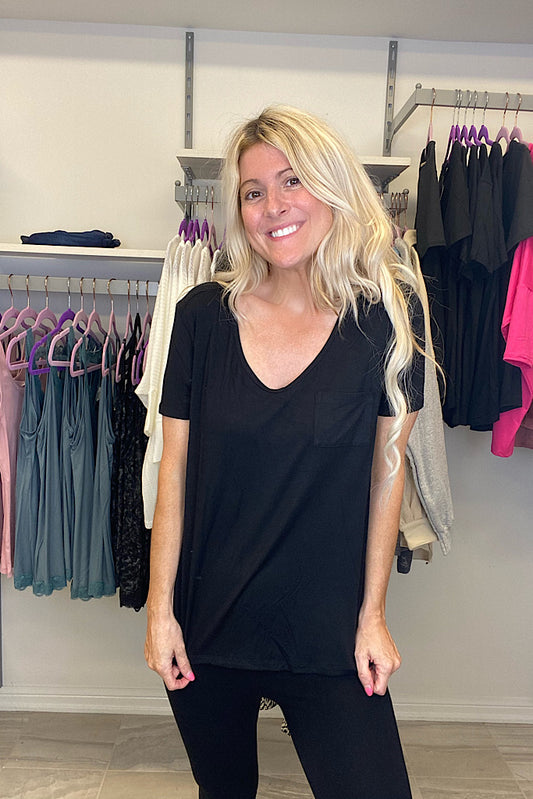 The Alex Soft Black Pocket Tee