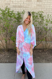 Tie dye Printed Maxi Kimono Tunic