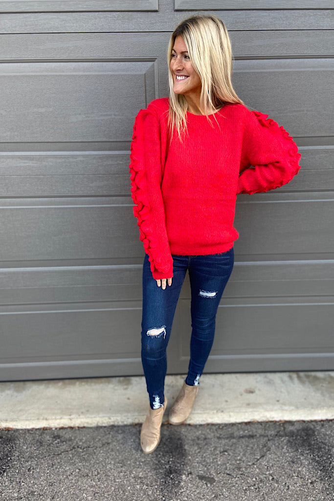 Lady In Red Chunky Knit Sweater-Promo