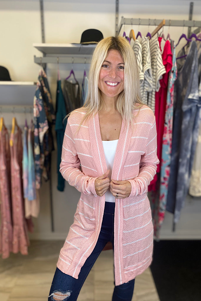 Dusty Pink Lightweight Spring Cardigan
