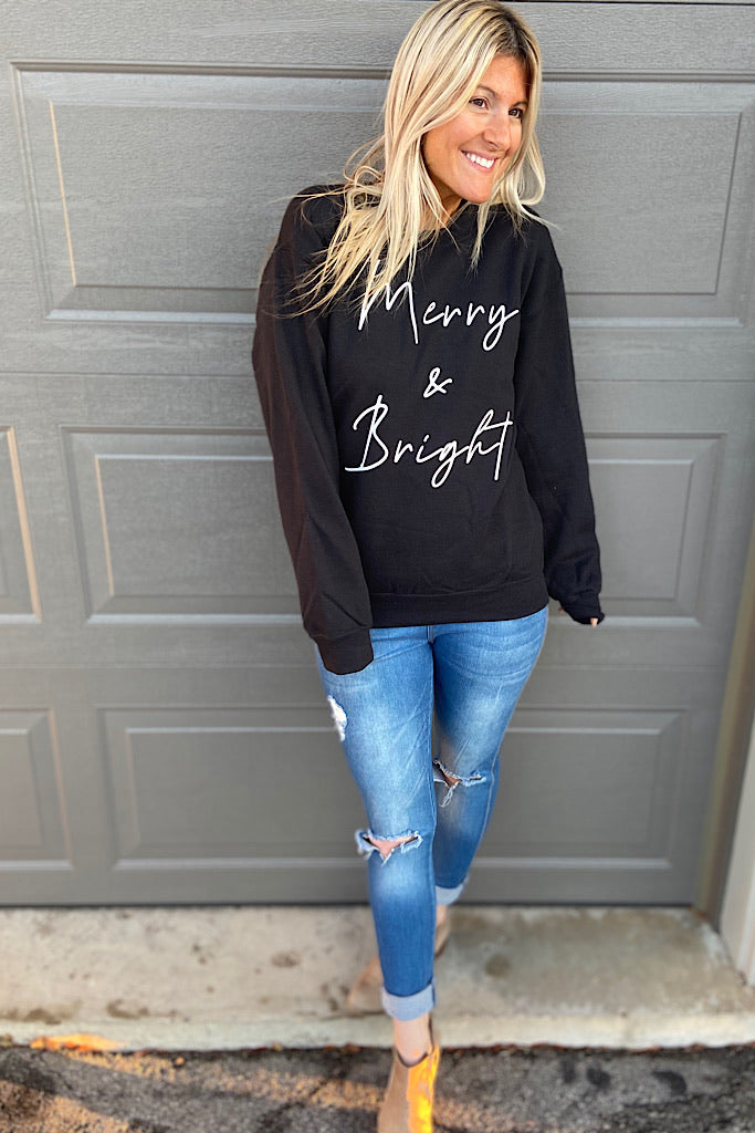 Merry & Bright Sweatshirt-Black