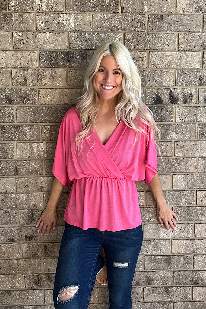 The Juliet Pink Wrap Style Top-SALE