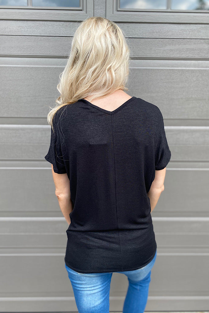 Something Special Black Lighweight Dolman Sleeve Top