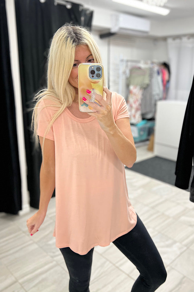 Solid Light Pink Classic Basic Tee-SALE