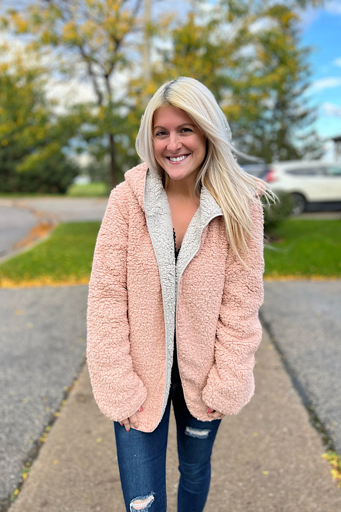 Pink/Grey Soft and Cozy Reversible Coat - SALE