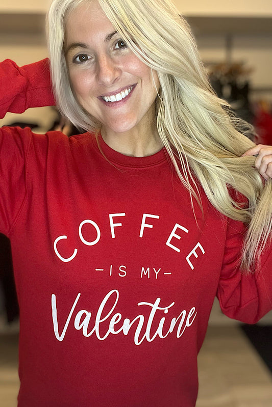 Coffee Is My Valentine Sweatshirt-Red