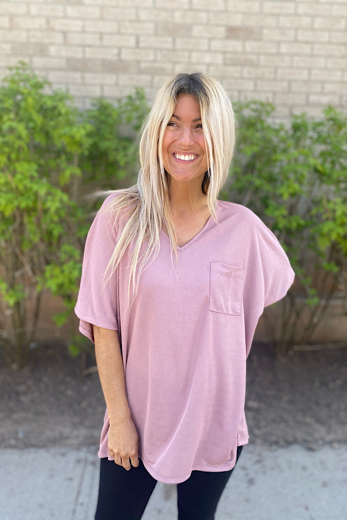 Pink Crepe Dolman Sleeve Blouse Top