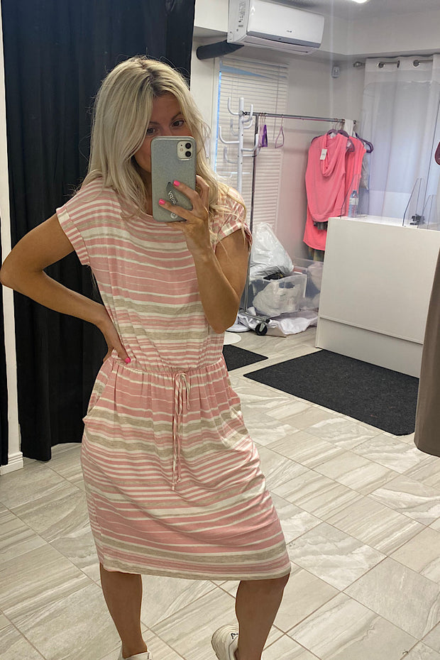 Cozy Cotton Candy Striped Dress-SALE