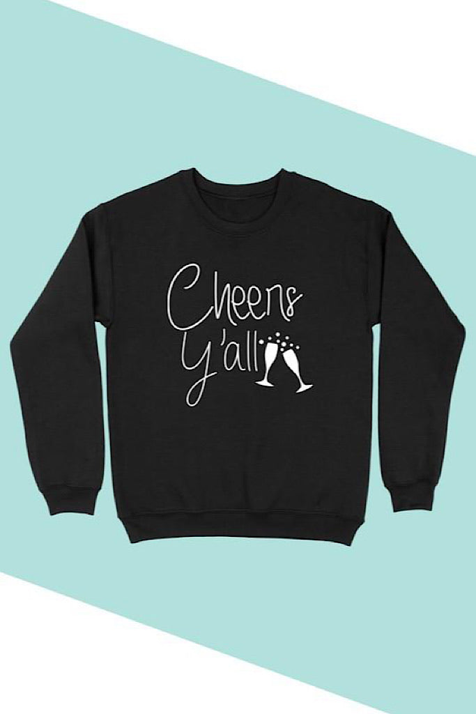 Cheers Y'all Sweatshirt-Black