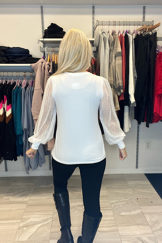 Take Me Out Lace Detail Top-Ivory