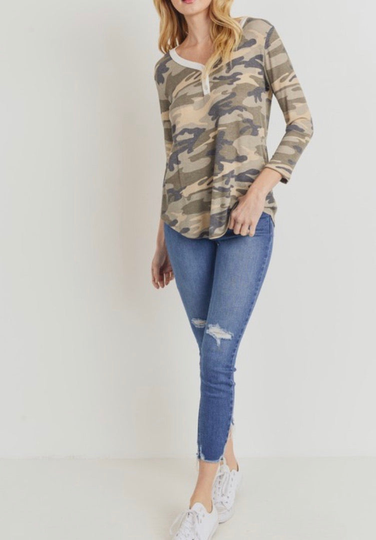 Camo Besties Waffle Knit Top