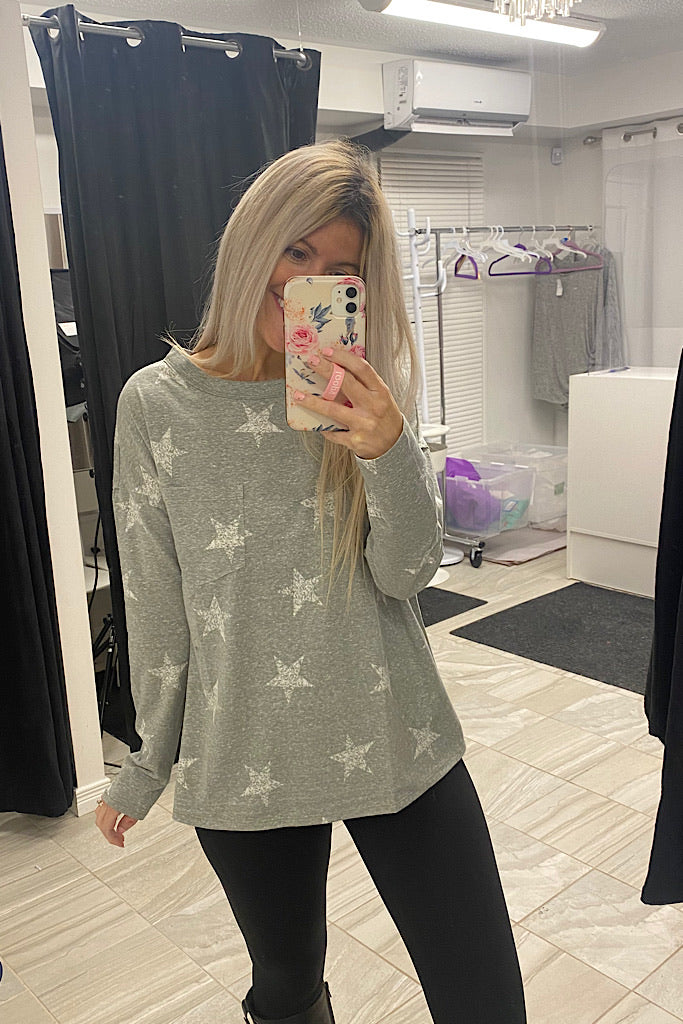 Your Star Olive White Pocket Top