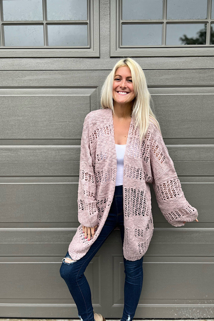 Mauve Cozy Luxe Jewel Knitted Cardigan