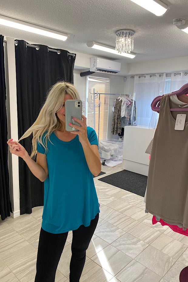 Solid Teal Classic Basic Tee-SALE