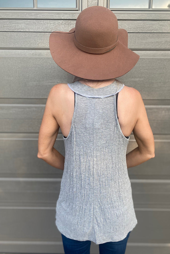 Summer Grey V-Neck Tank-SALE