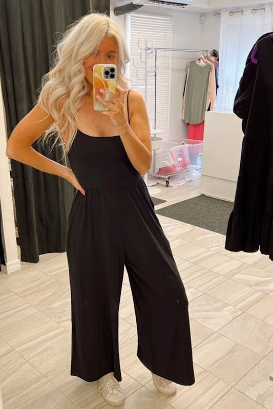 Perfect Wide Leg Bamboo Jumper-Black