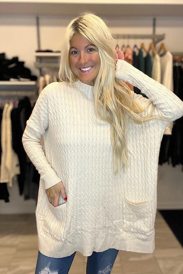 Always Love Elite Beige Cable Knit Sweater