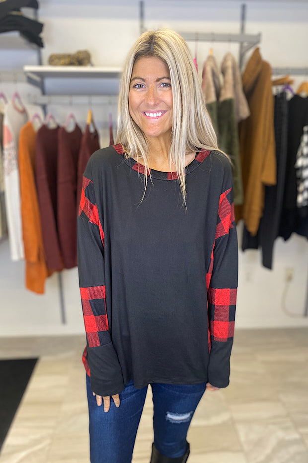 Red Plaid Country Farm Top