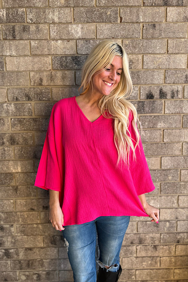Cynthia Pink Candy Cotton Top-SALE