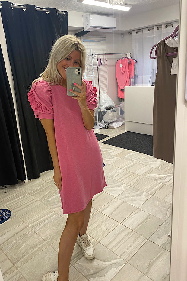 Pre Order Patio Season Short Sleeves Fuchsia Dress