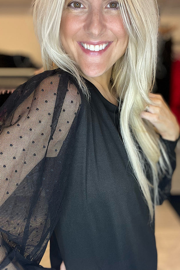 Take Me Out Lace Detail Top-Black