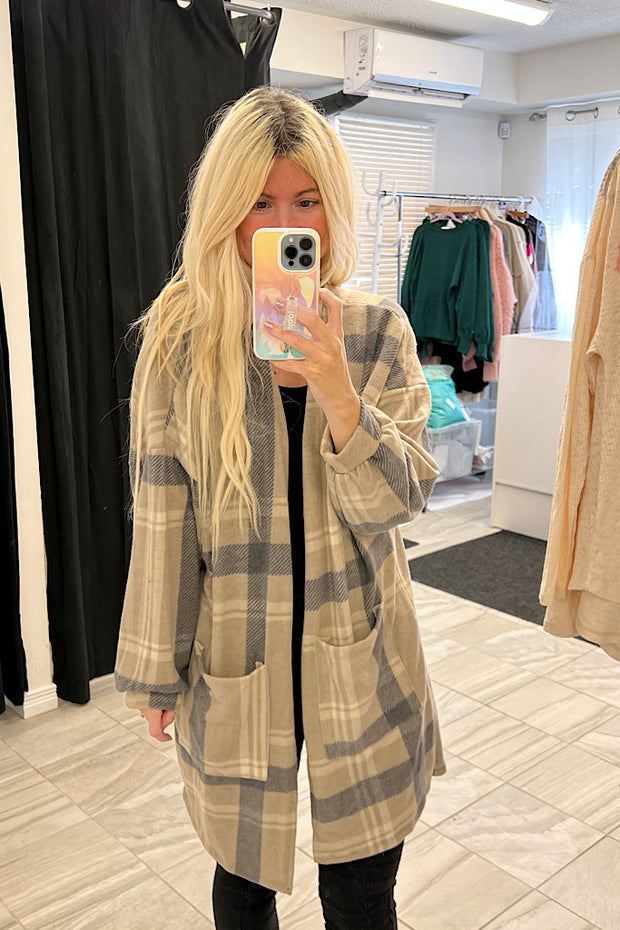 Samantha Plaid Soft Brushed Cardigan-SALE