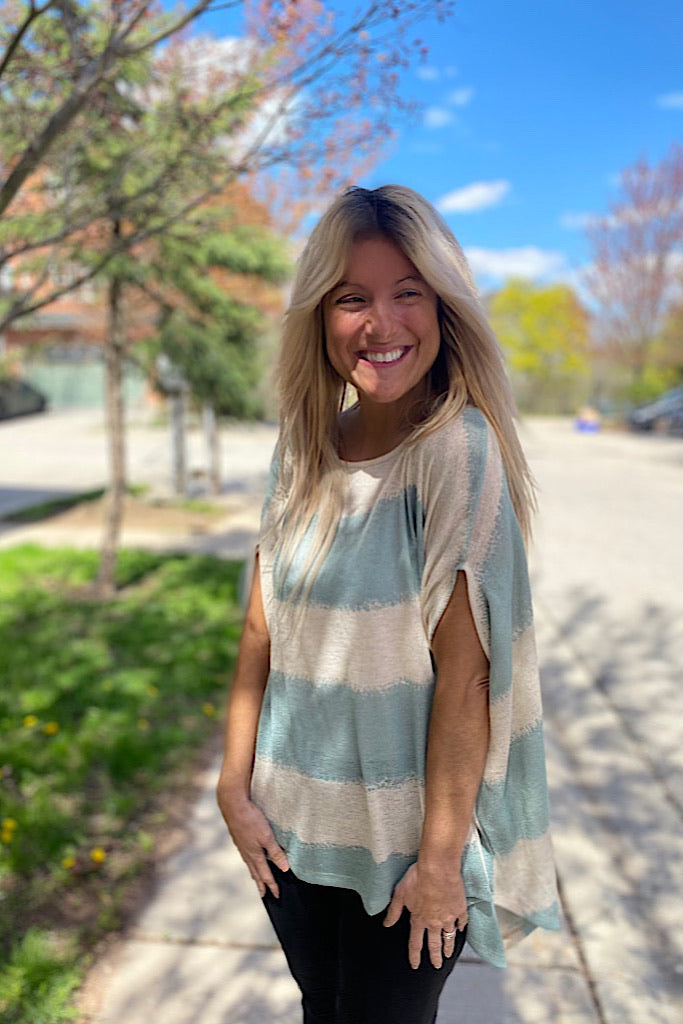 Summer Sage Oversized Knit Poncho Top