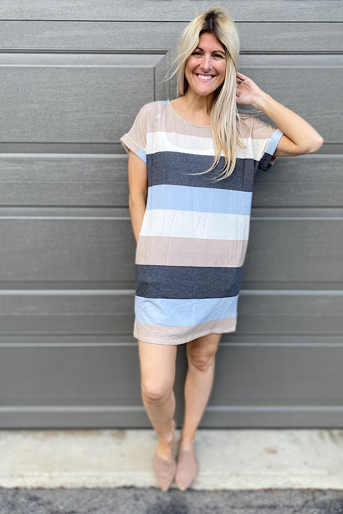 Girl Next Door Multi Colour Striped Pocket Dress