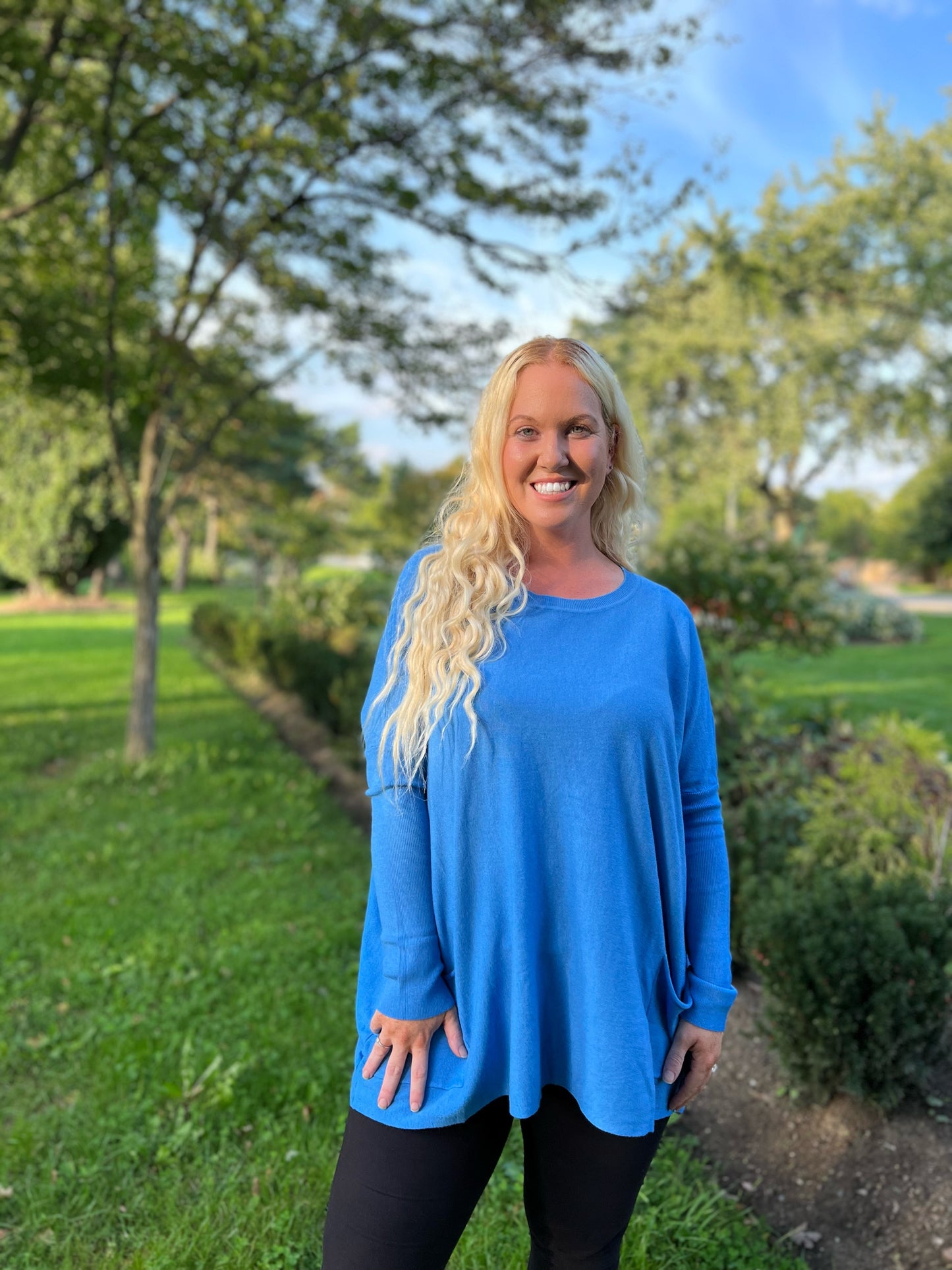 The Autumn Favourite Sweater- Sapphire Blue