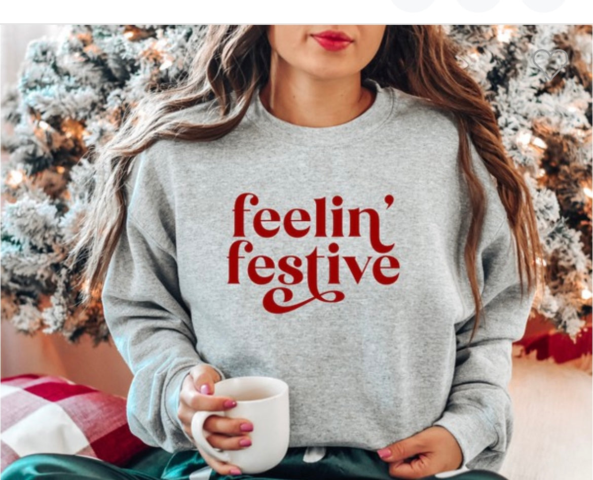 Pre Order Feelin Festive Sweatshirt-Grey