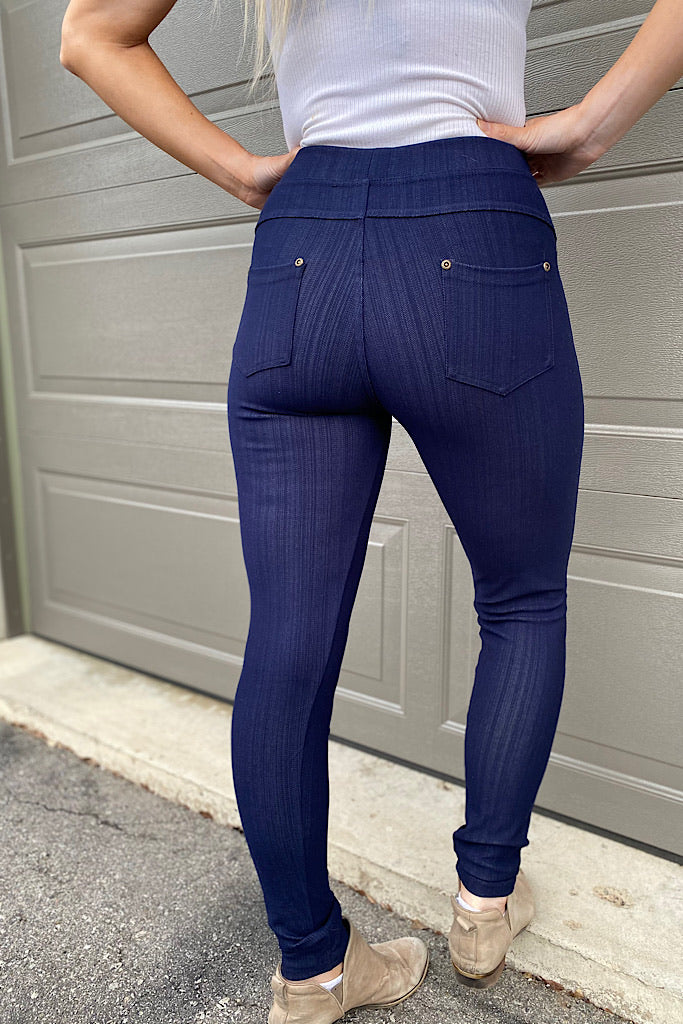 Navy Cotton Bamboo Jegging Pants