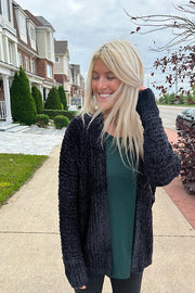 Black Chenille Day Out Cardigan-SALE