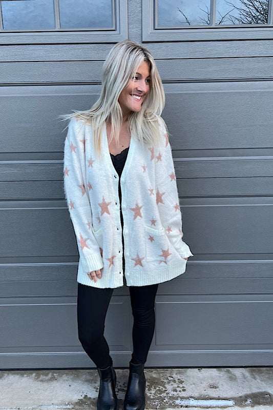 Soft Fuzzy Luxe Star Life Cardigan-SALE