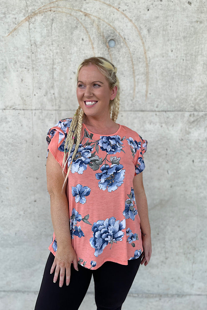 Coral Sundae Floral Top