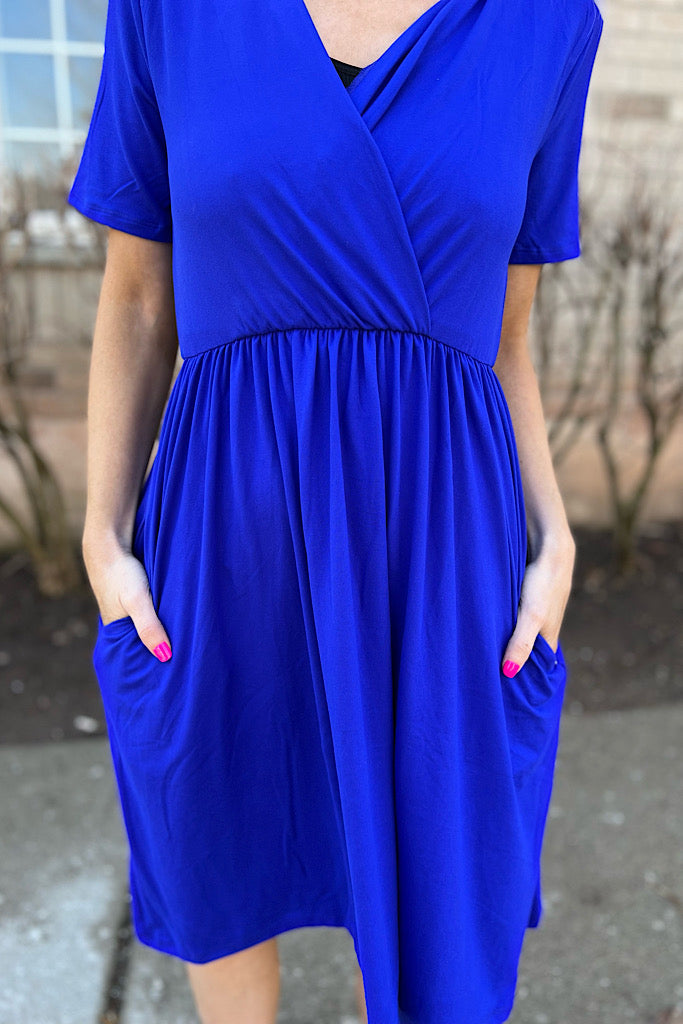 Night Out Royal Blue Soft Surplice Dress