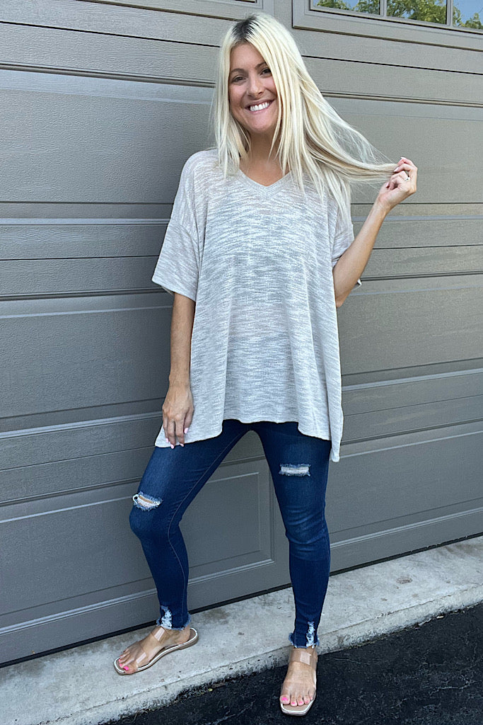 The Vanessa Grey Loose Fit Summer Knit Top