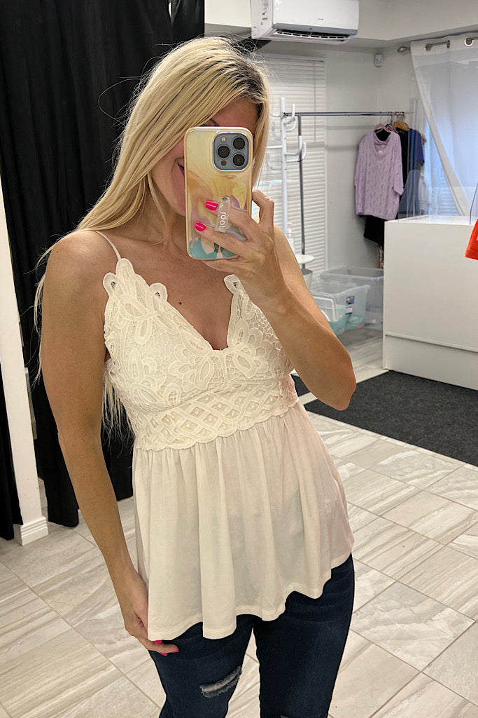 Off White Flirty Bralette Lace Layer Top