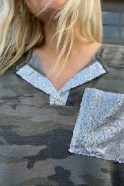 The Sequin Dreams Camo Top-SALE
