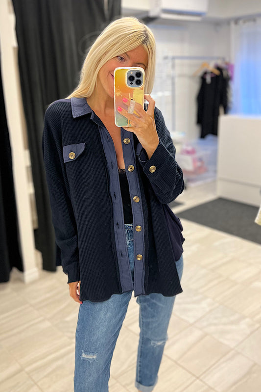 Navy Luxe Slouchy Shacket-SALE