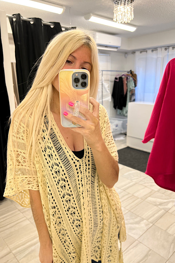 Beige Knitted Boho Cover Up Top