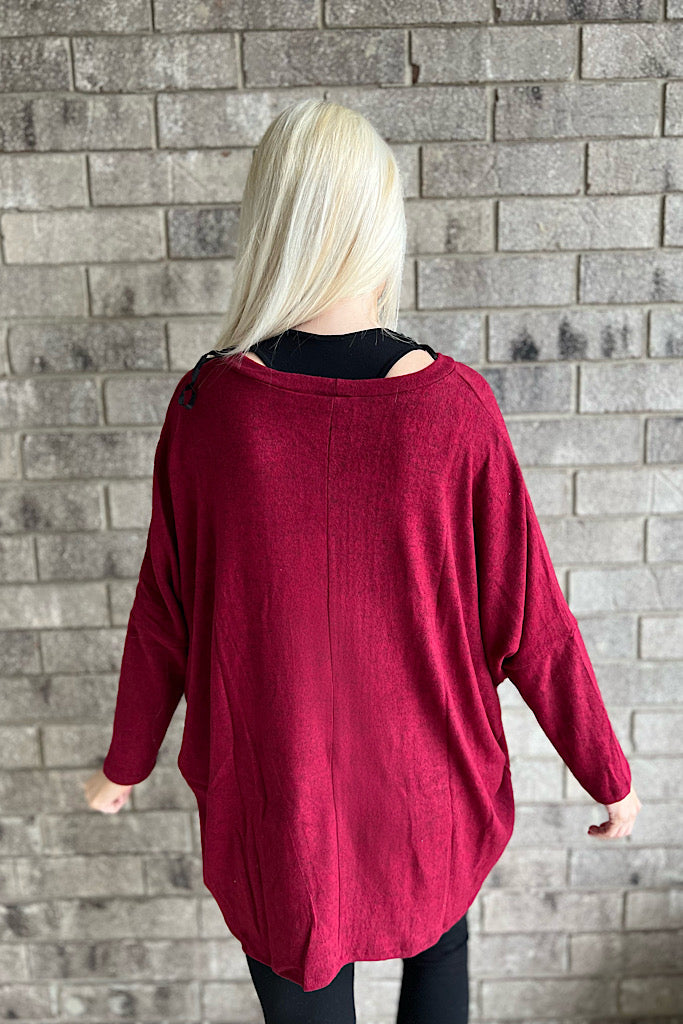 Burgundy Soft Brushed Oversized Tunic