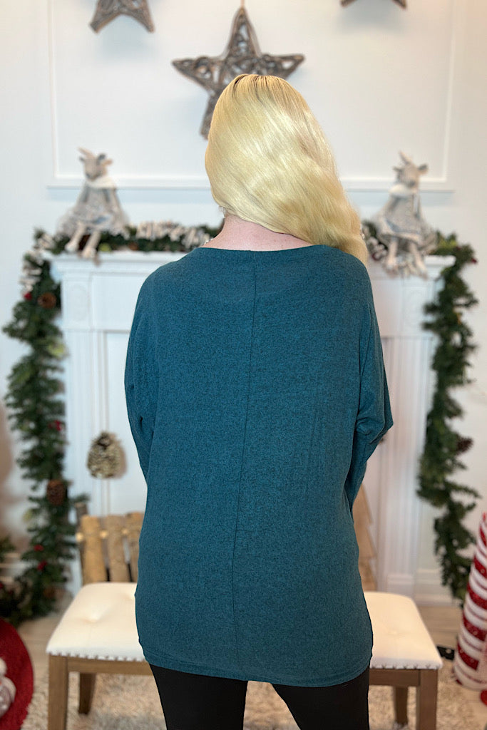 Independent Beauty Dolman Sleeve Soft 2 In 1 Top-Teal Green