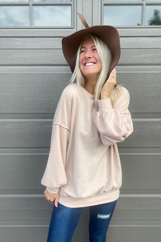 Taupe Cozy Always Fleece Sweatshirt