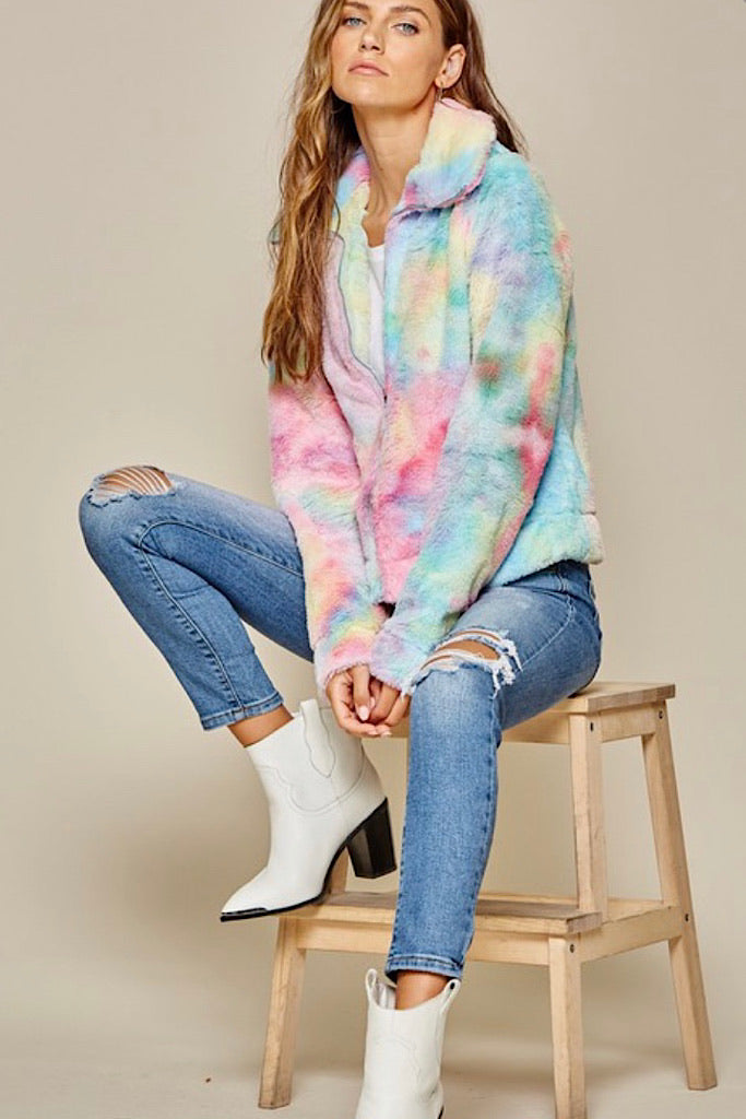 Wishing On A Rainbow Sherpa Sweater Coat