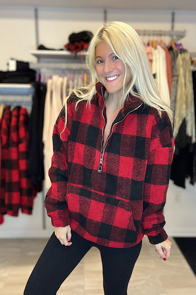 Buffalo Plaid Sherpa Luxe Line Pullover