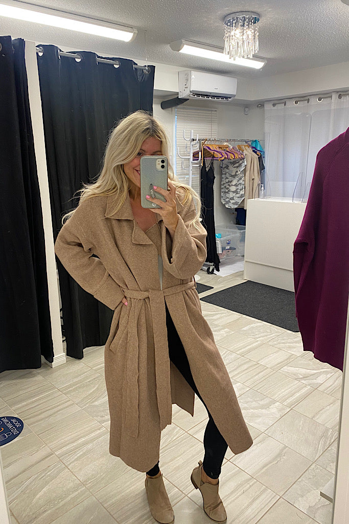 Night Latte Luxe Knitted Trench Coat