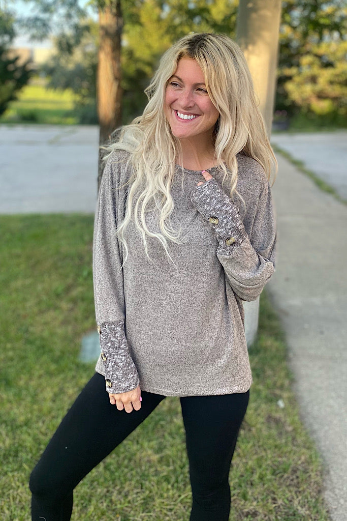 Mocha Me Crazy Button Sweater